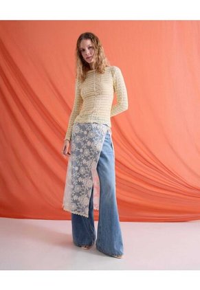 Jean Wide Leg Tono Claro Para Mujer Azul Seven Seven