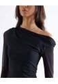 Vestido Ajustado Con Escote Asimétrico  Para Mujer Negro Seven Seven de Seven Seven