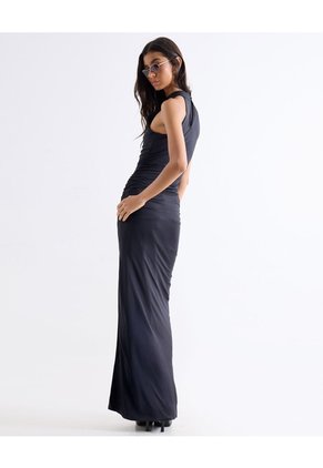 Vestido Largo Ajustado Cuello Halter Para Mujer Negro Seven Seven