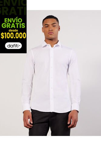 Camisa Cuello Gales  Para Hombre Blanco Seven Seven Seven Seven