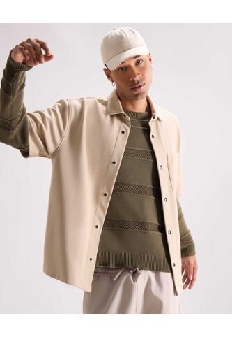 Sobrecamisa Texturizada  Para Hombre Beige Seven Seven Seven Seven