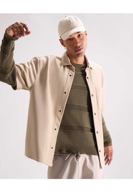 Sobrecamisa Texturizada  Para Hombre Beige Seven Seven