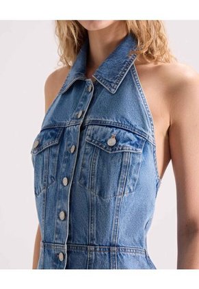 Vestido Denim Trucker  Para Mujer Azul Seven Seven