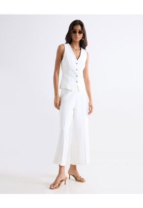 Chaleco Sastrero Con Botones Frontales Para Mujer Blanco Seven Seven