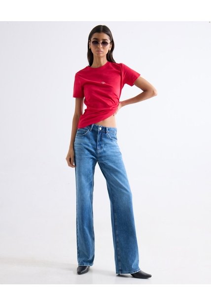 Jean Straight Tono Medio  Para Mujer Azul Seven Seven