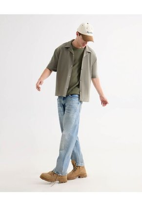 Camisa Para Hombre Sobrecamisa Manga Corta Color Verde Marca Seven Seven #45012162