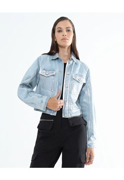 Chaqueta Para Mujer Trucker Color Azul Claro Marca Seven Seven #28080959