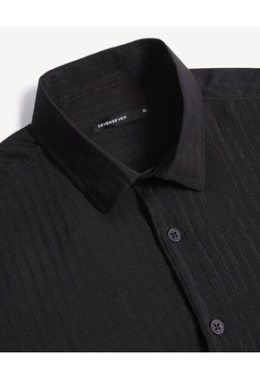 Camisa Para Hombre Manga Larga Sin Bolsillo Cuello Casual M Color Negro Marca Seven Seven #45012197