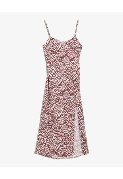 Vestido Largo Estampado  Para Mujer Terracota Seven Seven