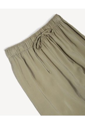 Pantalón Parachute Con Fruncido Lateral  Para Mujer Verde Seven Seven