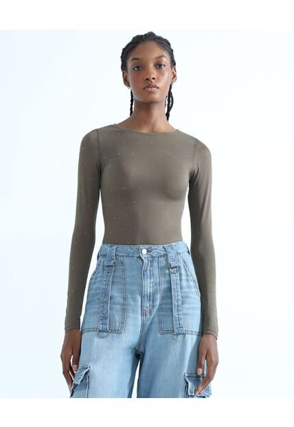 Camiseta Para Mujer Manga Larga Color Verde Oscuro Marca Seven Seven #28095837