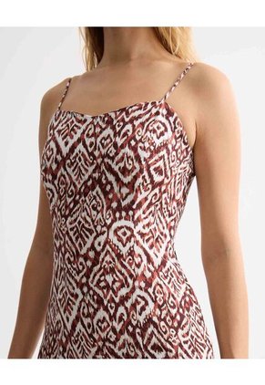 Vestido Largo Estampado  Para Mujer Terracota Seven Seven