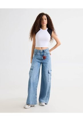 Jean Para Mujer Wide-Leg Color Azul Marca Seven Seven #28160962