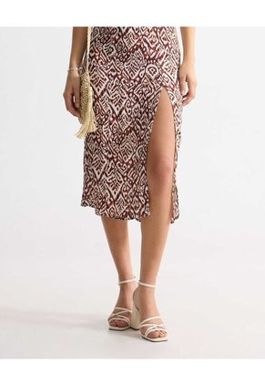 Vestido Largo Estampado  Para Mujer Terracota Seven Seven