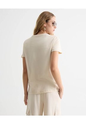 Camiseta Para Mujer Manga Corta Color Beige Marca Seven Seven #28096079