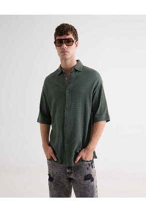 Camisa Para Hombre Manga Corta Sin Bolsillo Cuello Casual M Color Verde Marca Seven Seven #45012171