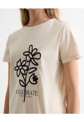 Camiseta Para Mujer Manga Corta Color Beige Marca Seven Seven #28096079