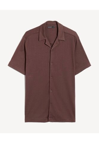 Camisa Para Hombre Manga Corta Sin Bolsillo Cuello Resort Color Café Marca Seven Seven #45012194 Seven Seven