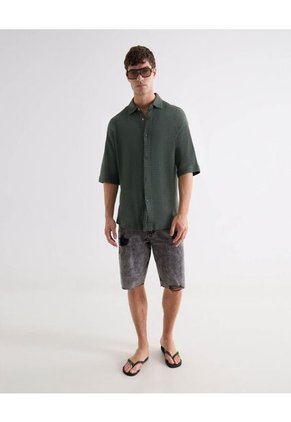 Camisa Para Hombre Manga Corta Sin Bolsillo Cuello Casual M Color Verde Marca Seven Seven #45012171