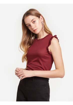 Camiseta Para Mujer Manga Sisa Color Vino Marca Seven Seven #28093977