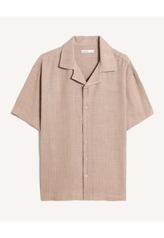 Camisa Para Hombre Manga Corta Sin Bolsillo Cuello Resort Color Camel Marca Seven Seven #45012209 Seven Seven