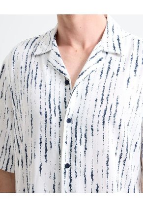 Camisa Resort Estampada  Para Hombre Azul Seven Seven