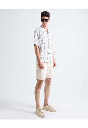 Camisa Resort Estampada  Para Hombre Azul Seven Seven