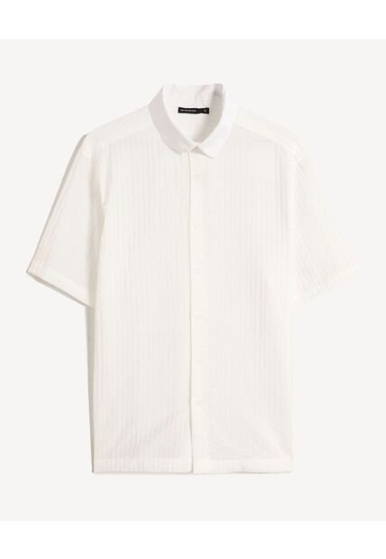 Camisa Para Hombre Manga Corta Sin Bolsillo Cuello Casual M Color Crudo Marca Seven Seven #45012198