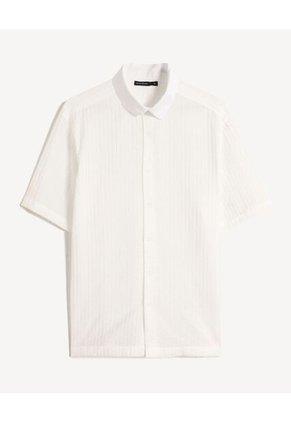 Camisa Para Hombre Manga Corta Sin Bolsillo Cuello Casual M Color Crudo Marca Seven Seven #45012198