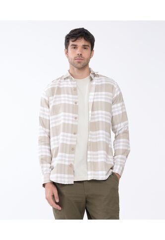 Camisa Para Hombre Manga Larga  Color Avena Marca Seven Seven #45011914 Seven Seven