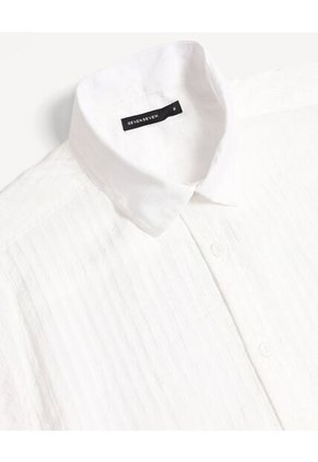 Camisa Para Hombre Manga Corta Sin Bolsillo Cuello Casual M Color Crudo Marca Seven Seven #45012198