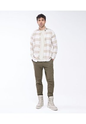 Camisa Para Hombre Manga Larga  Color Avena Marca Seven Seven #45011914