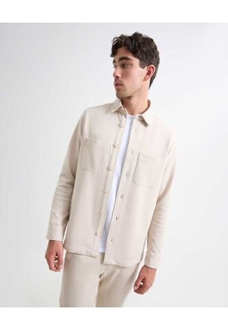 Camisa Para Hombre Manga Larga  Color Beige Marca Seven Seven #45012089 Seven Seven