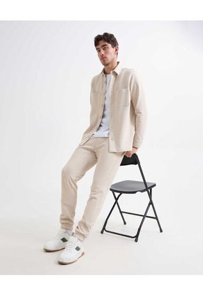 Camisa Para Hombre Manga Larga  Color Beige Marca Seven Seven #45012089