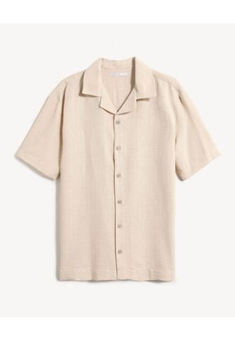 Camisa Para Hombre Manga Corta Sin Bolsillo Cuello Resort Color Arena Marca Seven Seven #45012208 Seven Seven