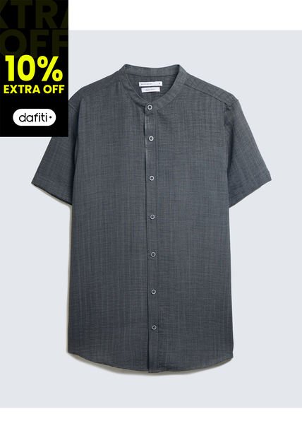 Camisa Para Hombre Manga Corta  Color Gris Oscuro Marca Seven Seven #45012095