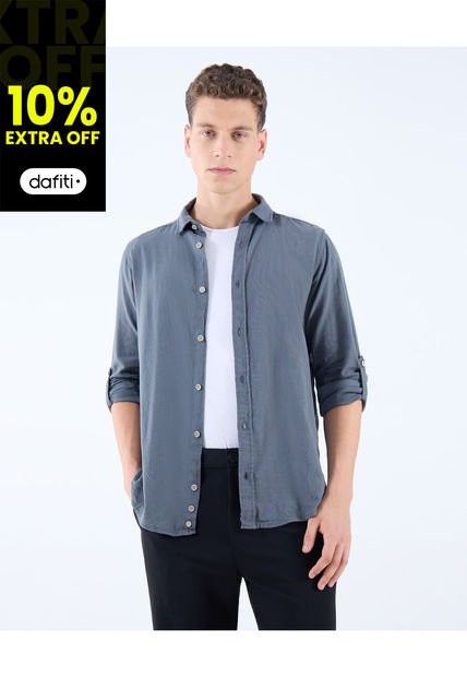 Camisa Para Hombre Manga Larga  Color Gris  Marca Seven Seven #45012087