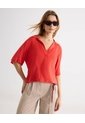 Camisa Cuello Abierto Fluida  Para Mujer Rojo Seven Seven de Seven Seven