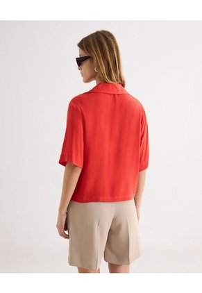 Camisa Cuello Abierto Fluida Para Mujer Rojo Seven Seven