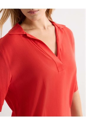 Camisa Cuello Abierto Fluida Para Mujer Rojo Seven Seven