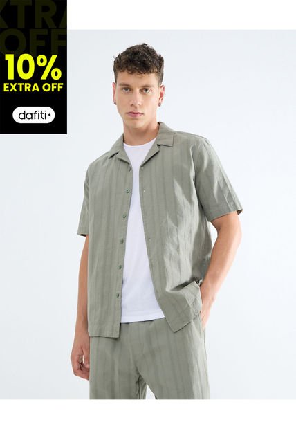 Camisa Para Hombre Manga Corta  Color Verde  Marca Seven Seven #45012075