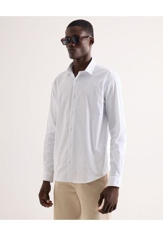 Camisa Para Hombre Manga Larga Sin Bolsillo Cuello Casual M Color Marfil Marca Seven Seven #45012215 Seven Seven