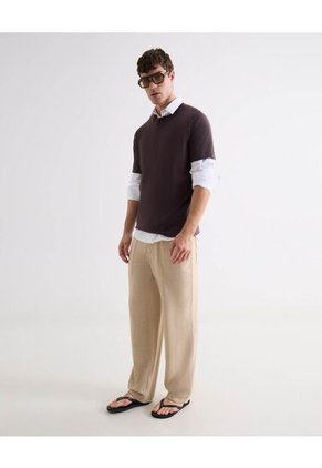 Camisa Para Hombre Manga Larga Sin Bolsillo Cuello Casual M Color Crudo Marca Seven Seven #45012212