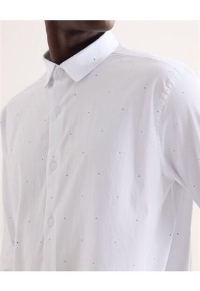 Camisa Para Hombre Manga Larga Sin Bolsillo Cuello Casual M Color Marfil Marca Seven Seven #45012215