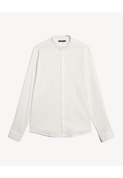 Camisa Para Hombre Manga Larga Sin Bolsillo Cuello Neru Color Marfil Marca Seven Seven #45012220