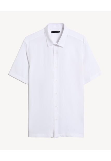 Camisa Para Hombre Manga Corta Sin Bolsillo Cuello Casual M Color Crudo Marca Seven Seven #45012221