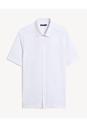 Camisa Para Hombre Manga Corta Sin Bolsillo Cuello Casual M Color Crudo Marca Seven Seven #45012221