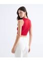 Top Tejido Crop Cuello Redondo  Para Mujer Rojo Seven Seven de Seven Seven