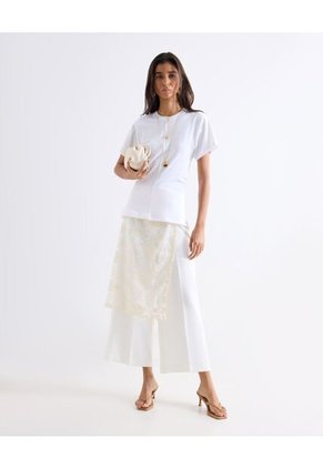 Pantalón Culotte Con Pinzas Para Mujer Blanco Seven Seven
