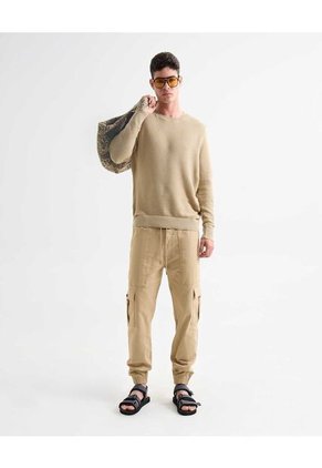 Saco Para Hombre Cuello Redondo Color Beige Marca Seven Seven #45330239